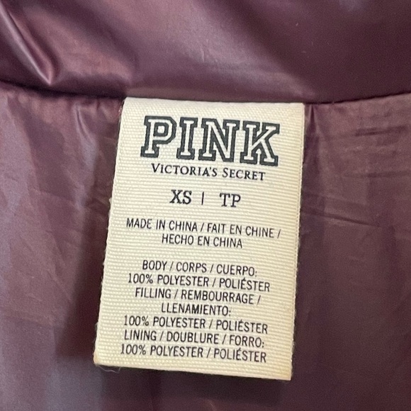 Victoria Secret PINK Purple Puffer Full Zip Vest Size XS - Picture 7 of 7
